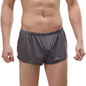Sous-vêtements hommes sexy glace soie boxer slips poche sous-vêtements shorts troncs pénis renflement scrotum culotte