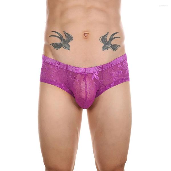 Hombres de calzoncillo Sexy encaje pequeño boxer pene bolso mariquita transparente de lencería