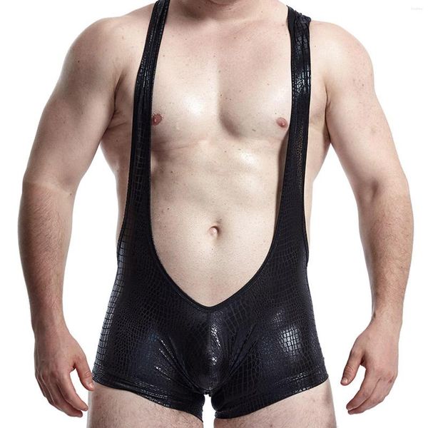 Calzoncillos de hombre, lencería Sexy, ropa interior con diseño de piel de serpiente convexa en U, mono, calzoncillos bóxer, calzoncillos Gay