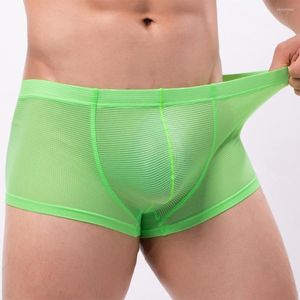 Onderbroek Mannen Sexy Mesh Boxer Trunks See Through Ondergoed Mannelijke Ademend Slipje Transparante Shorts Ardennen Pouch Knicker