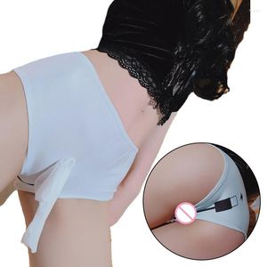 Onderbroek mannen sexy open gat -briefs opladen plug printng penis buis batterij lage patroon erotische unisex dun ademend mietje gay ondergoed