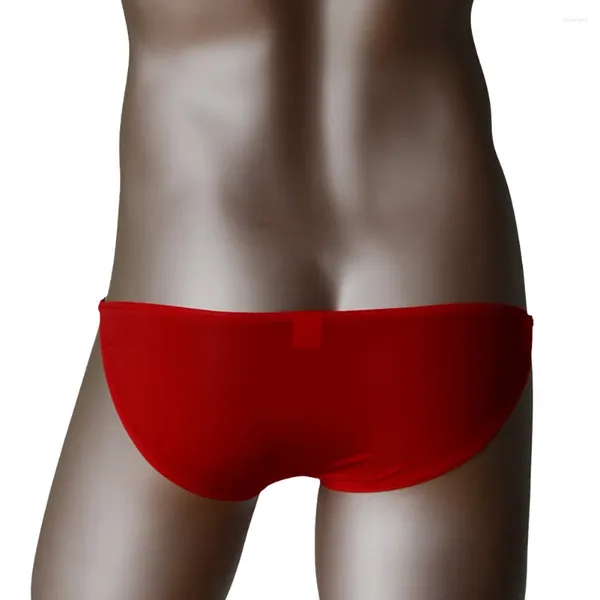 Calzoncillos hombres bolsa sexy cintura baja tanga calzoncillos transpirable humedad cómoda ropa interior suave color rojo perspectiva lencería