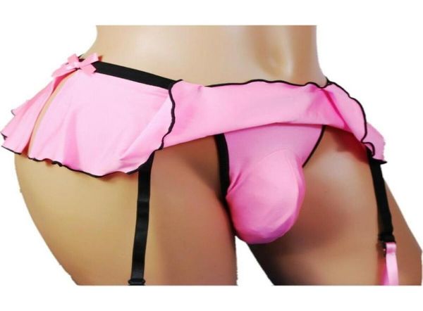 Slips Hommes Sexy Décor À Volants Slips Strings Jarretelles Chaussette Clip Sous-Vêtements Sissy Culotte Panty Pénis Renflement Poche Gstring T Bac2951748