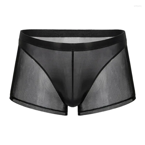 Sous-vêtements hommes sexy sous-vêtements sans couture ultra-mince semi-transparent boxershorts mâle taille basse maille slips homme hommes culottes boxer shorts