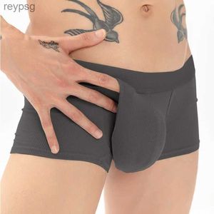 Onderbroeken Mannen Sexy Ruimte Capsule Zakje Aparte Slipje Ademend U-Bulge Sport Grote Pouchcup Boxer Ondergoed Scrotum Fysiologische Boexr YQ240214