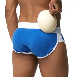 Onderbroek mannen sexy ondergoed briefs mannelijke slipjes shorts penis zakje bulge verbeterende voorrug dubbele verwijderbare push -up cup