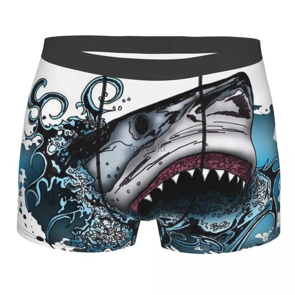 Caleçons hommes requin attaque sous-vêtements drôle Boxer Shorts culottes mâle respirant caleçons S-XXL 24319