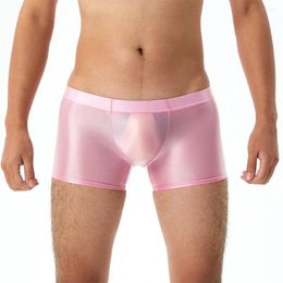 Sous-vêtements hommes brillant brillant Boxer Shorts fonds lisses troncs de sport hommes Leggings culottes homme poche convexe sous-vêtements pour garçons