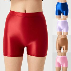 Calzoncillos para hombre, ropa interior brillante, Boxershorts elásticos de aceite, mallas, bragas, calzoncillos Boxer masculinos sin costuras de cintura alta