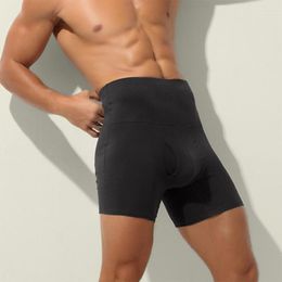 Sous-vêtements hommes shorts U poche convexe sous-vêtements compression taille haute boxer ventre contour corps lingerie shaper sexy