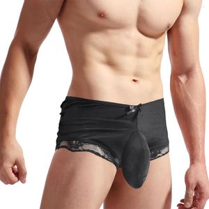 Onderbroek Mannen Sissy Kant Boxers Olifant Neus heren Slipje Hollow Out Ondergoed Sexy Effen Slips Gay Man Knickers shorts