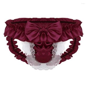 Slip hommes Sissy transparent culotte Satin Bikini string string slips Sexy sous-vêtements hommes dentelle