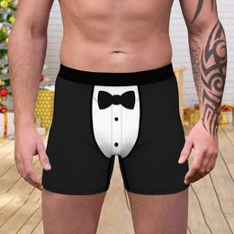 Onderbroek mannen zachte ondergoed melk zijden boksers kerstthema heren met digitale print gestreepte elastische taille voor