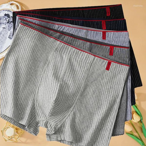 Men de sous-pants hommes Stripe Boxers Briefs Plus taille L-4xl Lounge Shorts Boxer Sexy Lingerie Mens Underwear Under Wear Panties