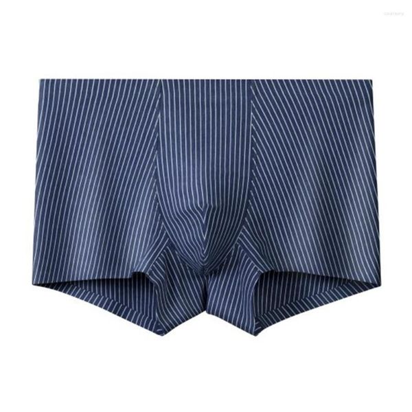 Calzoncillos Boxer a rayas para hombre, ropa interior con bolsa convexa en U, pantalones cortos transpirables de algodón de talla grande, bragas masculinas Cueca