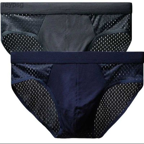 Calzoncillos Hombres Verano Ropa interior de seda de hielo Calzoncillos Transpirable Fibra de carbono de bambú Pantalones huecos antibacterianos Frío YQ240214