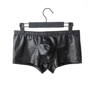 Onderbroek mannen synthetisch leer ondergoed zachte waterdichte bokser briefs man sexy trunks mode mannelijk bulge zakje slipje