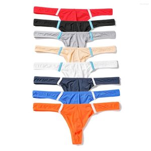 Slip hommes String String hommes Sexy sous-vêtements culottes translucide glace soie Tanga Gay Bikini slips Jockstrap