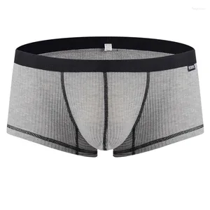 Caleçons hommes troncs poche bombée Boxer fil culotte absorbant la sueur Ultra taille basse mince respirant Calzoncillo Hombre