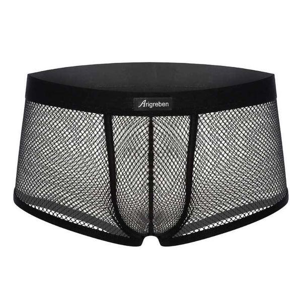 Calzoncillos Hombres Troncos Malla Hueco Transpirable Bragas Transparente Bolsa en forma de U Ropa interior de bikini Calzoncillos de cintura baja ultrafinos Cadena 24319