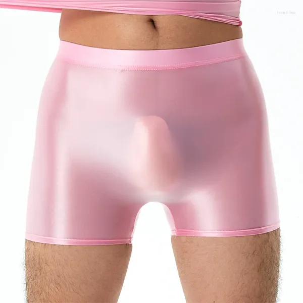 Men de sous-pants Hommes Trunks brillant sous-vêtements brillant Bikini transparent Bikini Slip Homme U Convex Pouche Lingerie Ultra-Thin Élasticité