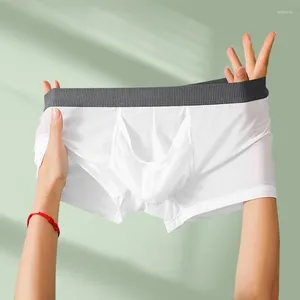 Calzoncillos Hombres U Convex Bolsa Boxer Shorts Juventud Hielo Seda Thin Transpirable Pistola Huevo Split Apertura Ropa interior Sexy Bottom Aro Pantalones