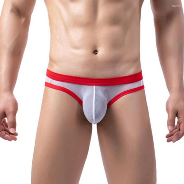 Calzoncillos de hombre, tangas de Bikini ultrafinas, ropa interior transparente de malla para hombre, calzoncillos de Tanga con bolsa abultada transpirable Sexy, bragas transparentes