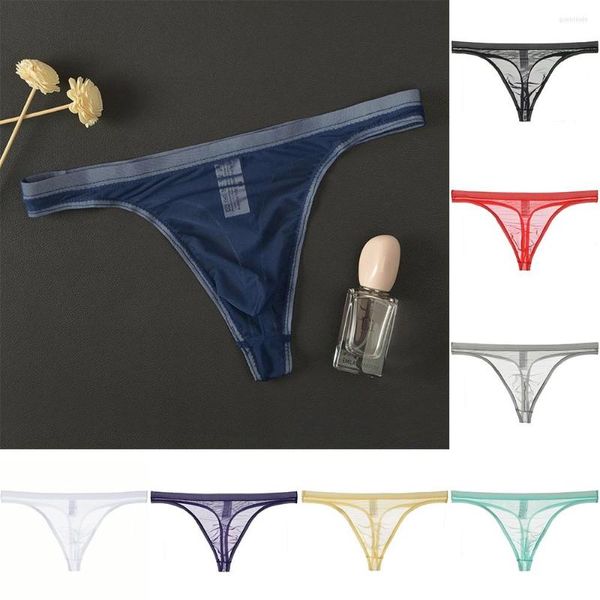 Calzoncillos Hombres ultra delgado ropa interior sexy pura malla/hielo suave seda micro tanga G-string transpirable para hombres