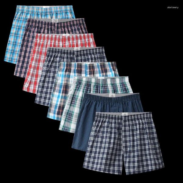 Sous-vêtements hommes sous-vêtements 8 pièces/lot boxeurs hommes culottes flèche pantalon coton Boxershorts grande taille confort vêtements de détente doux Plaid Shorts