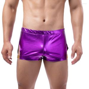 Calzoncillos para Hombre, ropa interior, Boxers para Hombre, pantalones cortos sexis de piel sintética, bragas masculinas, Boxer ajustado de satén para niño, ropa interior para maletero