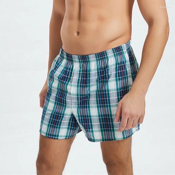 Men de cale Box sous-vêtements Plaid Plaid Coton Confortable Pirage à rayures Labré de haute qualité Surdimensionnement respirant