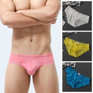 Onderbroek mannen ondergoed boksers doorschijnende briefs ijs zijden kanten slipje sexy ademende naadloze mietje lage taille mannelijke onderpantunderpants