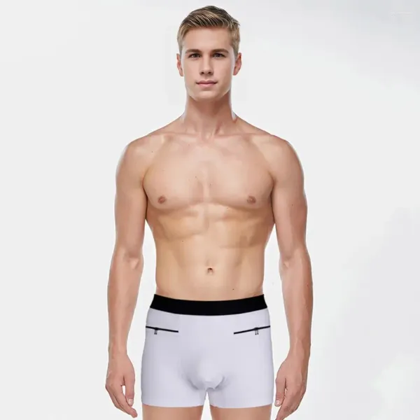 Men de sous-vêtements Men Sous-vêtements Boxer Boître à taille haute avec une fermeture à glissière double pour une conception confortable en U-Convex