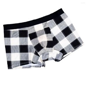 Men de caisse Men Sous-vêtements Convex Boxer Shorts sexy Soft Soft Plaid Plaid Buy Boy confortable