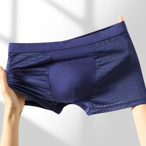 Onderbroek mannen ondergoed Ice Silk Boxer-briefs Mesh Hollow Breathable Slip Homme Bulge Pouch Sneldrogen