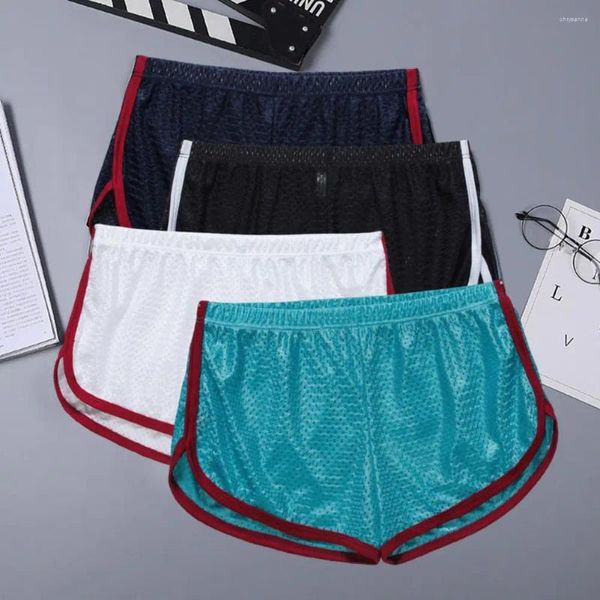 Calzoncillos hombres ropa interior suelta malla boxeadores U convexo cintura baja bragas masculinas elástico casual deporte pantalones cortos verano