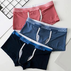 Sous-pants Hommes sous-vêtements Boxer de nez d'éléphant pour hommes avec poches de balle Mesh respirant en soie glaciaire pour conception de couleur patchwork