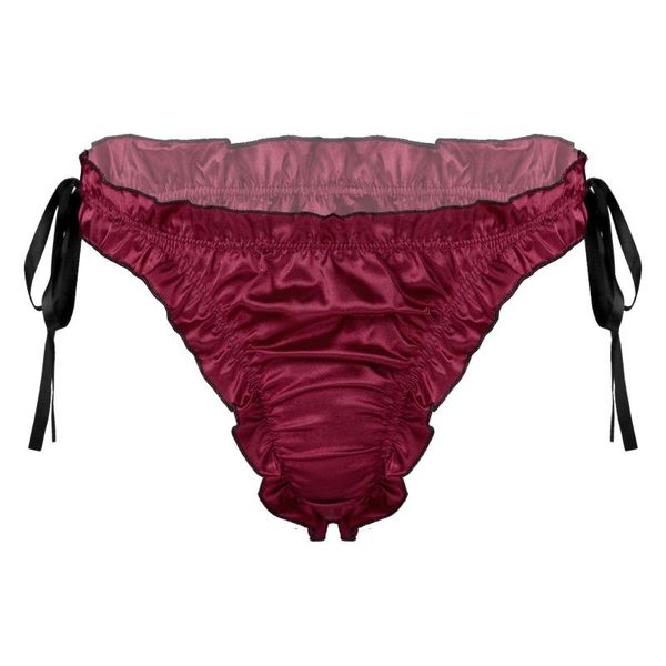 Caleçons hommes sous-vêtements Sexy Lingerie taille basse volants slips Sissy culottes vêtements de nuit respirant à lacets garniture plissée