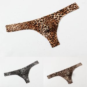 Onderbroek mannen ondergoed Thong Leopard lage taille uitpuilende zak aantrekkingskracht sexy breathableet-back g-string briefs lingerie mode mannelijk