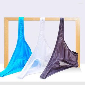 Calzoncillos para hombre, ropa interior ultrafina de seda helada, calzoncillos transparentes de talla grande, bragas Gay, calzoncillos Cueca, tangas, Bikini 2XL