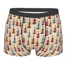 Caleçons Hommes Violon Coloré Vintage Sky Boxer Shorts Culottes Taille Moyenne Sous-Vêtements Note De Musique Homme Nouveauté S-XXL