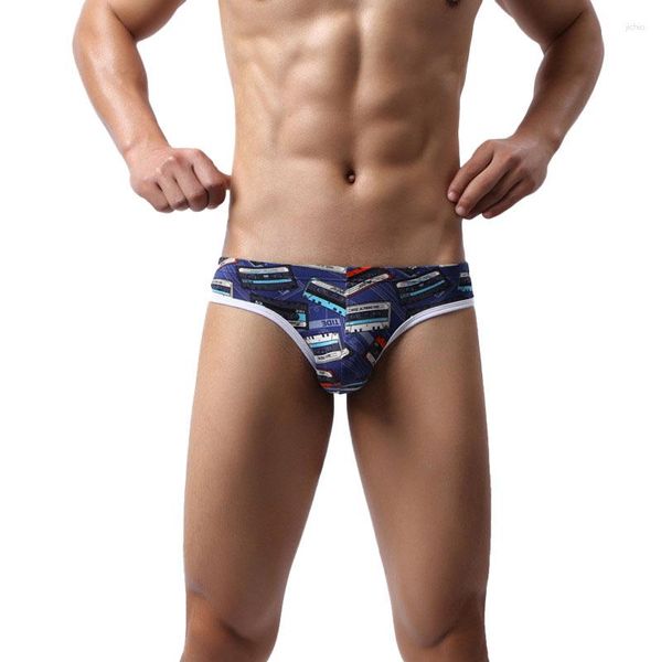 Calzoncillos para hombre Calzoncillos de camuflaje azul Impreso Ropa interior sexy Hombre Nylon Cintura baja Jock Strap Push Up Cuecas Shorts Bragas masculinas