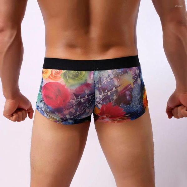 Calzonas calzeras para hombres sexy floral rosa impresa