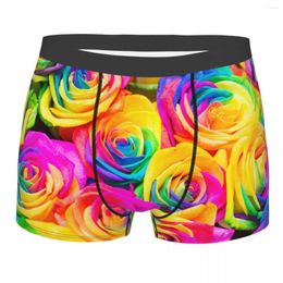 Onderbroek Heren Boxer Sexy Ondergoed Kleurrijke Rozen Romantische Mannelijke Slipje Zakje Korte Broek