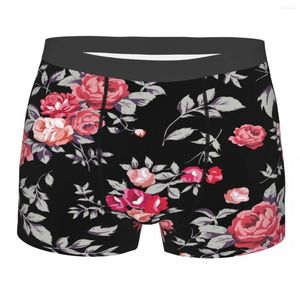 Sous-vêtements Hommes Boxer Sexy Sous-vêtements Rose Motif Rose Noir Mâle Culotte Poche Pantalon Court