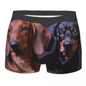 Calzoncillos Boxer para hombre Ropa interior sexy Calzoncillos largos suaves Lindos perros salchicha Bragas masculinas