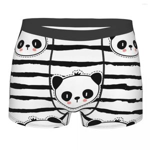 Calzoncillos Boxer para hombre Ropa interior sexy Boxershorts largos suaves Patrón de tira de oso panda blanco y negro Bragas masculinas