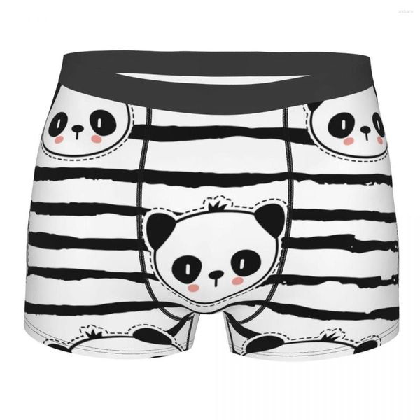 Sous-vêtements hommes Boxer sous-vêtements sexy doux longs Boxershorts noir et blanc Panda ours bande motif culotte masculine