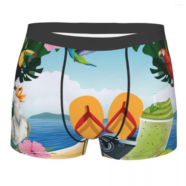 Calzoncillos Boxer para hombre Ropa interior sexy Verano Playa Estilo de dibujos animados Calzoncillos masculinos Bolsa Pantalones cortos