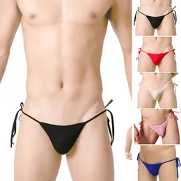 Sous-vêtements hommes respirant glace soie tongs micro cock pochette tanga g-strings mâle bandage bikini culottes sous-vêtements lingerie exotique plus taille